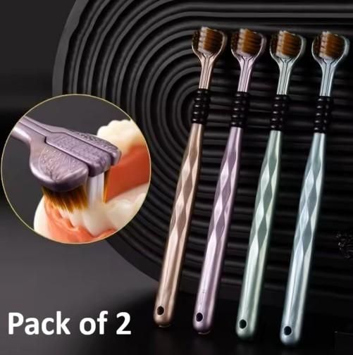 3 SIded Tooth Brush Pack of 2